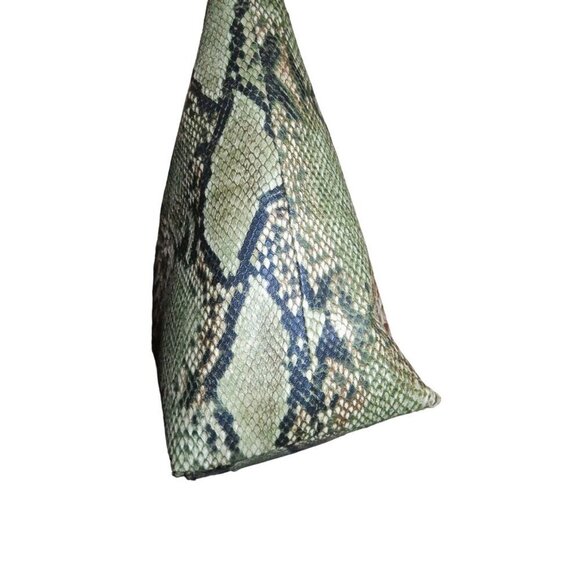 Badgley Mischka Colorful Snakeskin Embossed Vegan Leather Double Handle Tote - Picture 5 of 12